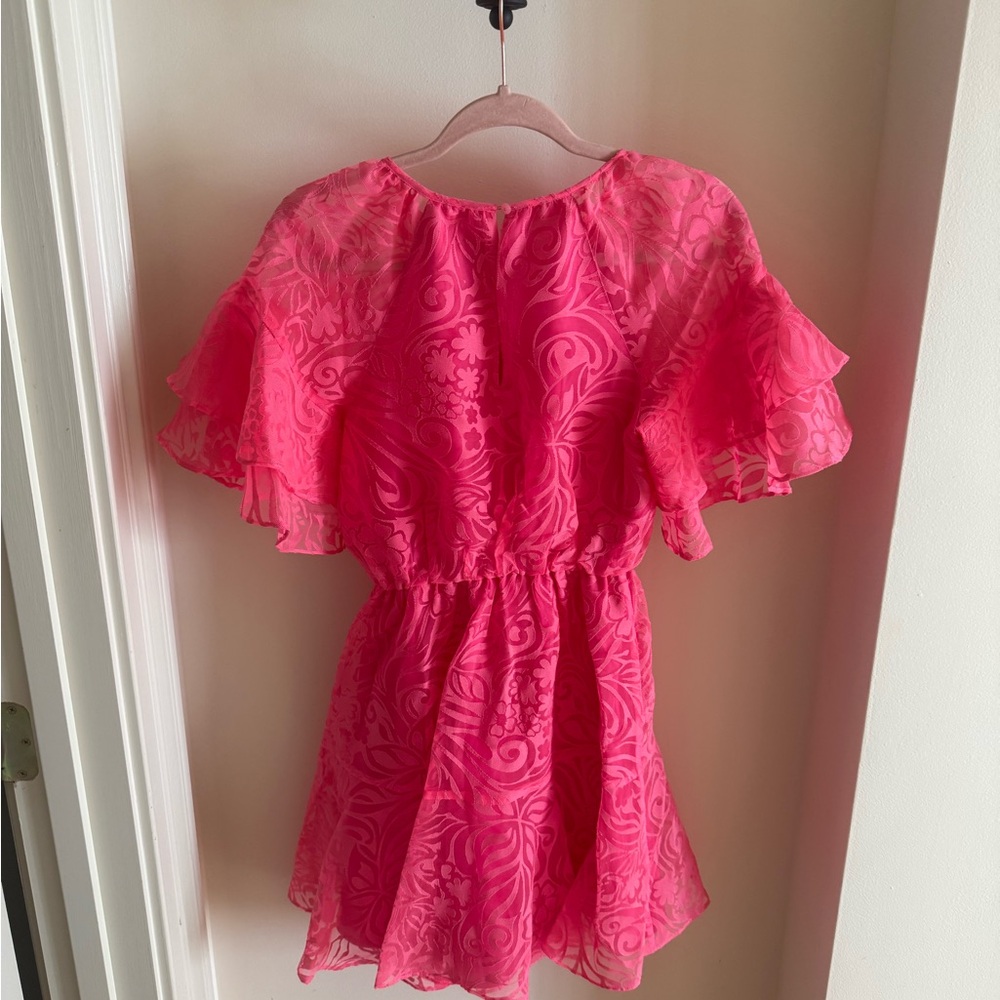 Trina Turk Pink Ruffle Sleeve Dress
